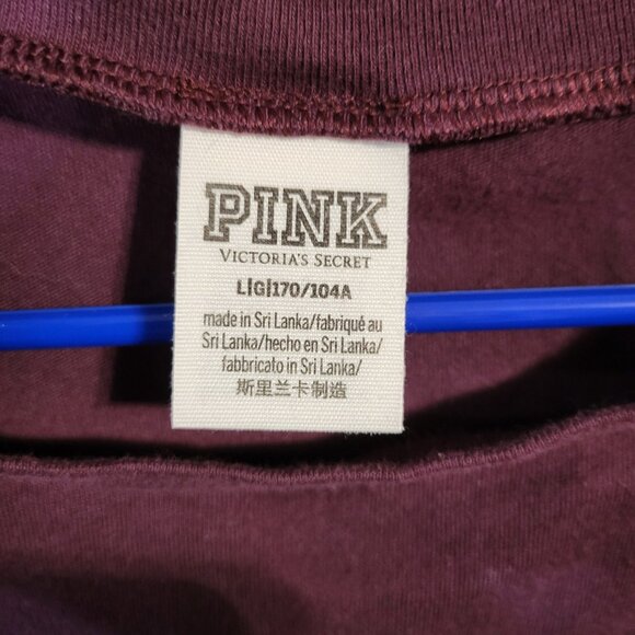 BURGUNDY VICTORIAS SECRET PINK T-SHIRT SZ L - Picture 3 of 4